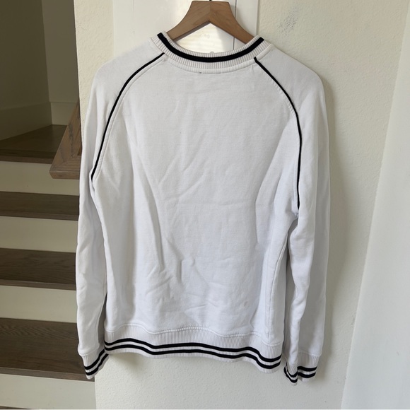 BALMAIN Men’s Cotton and Velvet Logo Sweatshirt in White and Black - Picture 2 of 11